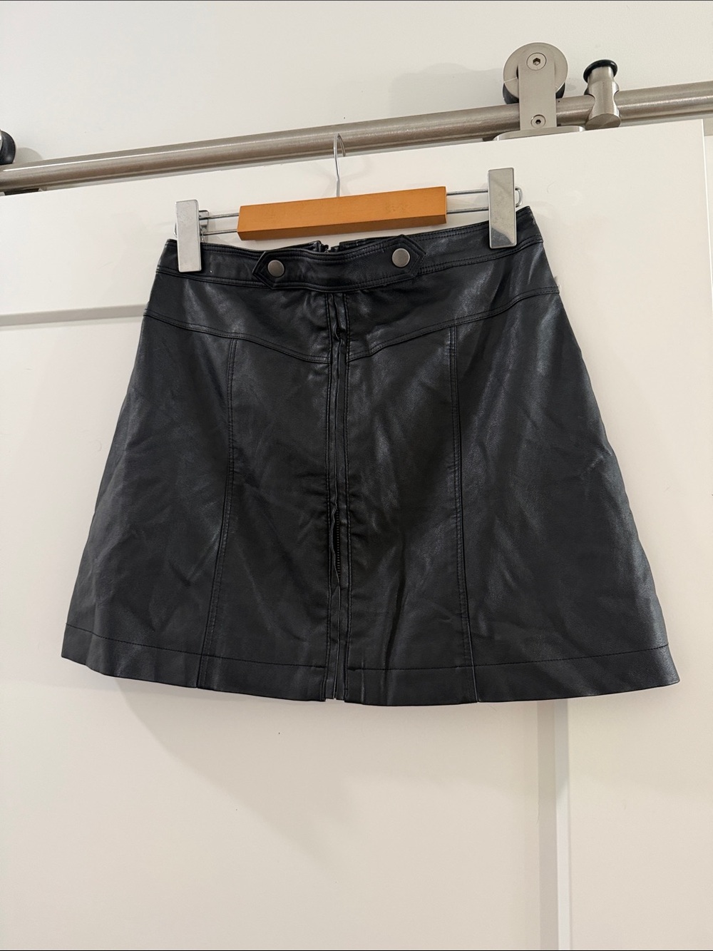 Abercrombie & Fitch Black Faux Leather A-Line Mini Skirt